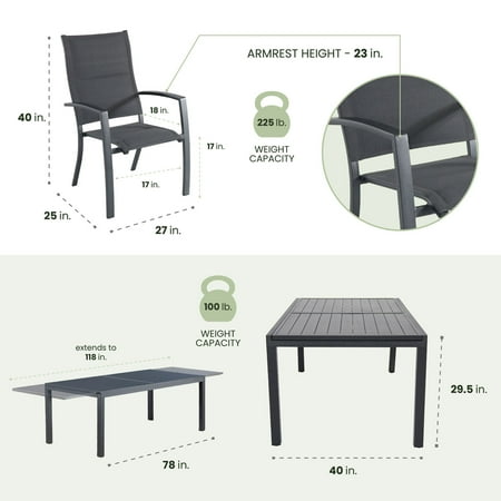 Hanover Naples 11-Piece Outdoor Dining Set, Gray, NAPDN11PCHB-GRY
