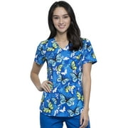 Cherokee Prints Women Medical Scrubs Top V-Neck Print CK637