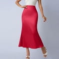 thumbnail image 2 of Oksale Mermaid Skirts for Women Elastic High Waisted Satin Skirt Elegant Cozy Maxi Skirts for Office Party Red S, 2 of 8