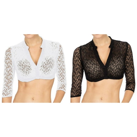 Lojoutye 2 Pack(Black 1PCS & White 1PCS) Multipack Negligee Long Women 1Pc Underwire Lace Vest Women s Elegant Blouse Lace Blouse for Oktoberfest Lingerie