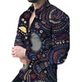 thumbnail image 2 of Camisas de moda con estampado floral en 3D para hombre, camisas de manga larga con solapa estampada, ropa informal vintage de calle con gráficos geniales, tops ajustados para hombre, 2 of 5