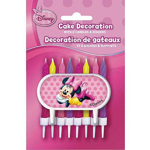 Minnie Mouse Cake Decoration with 8 Candles and Holders