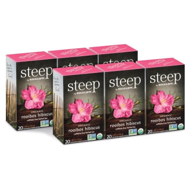 Steep By Bigelow Sachets de Thé Rooibos Hibiscus Biologique Entièrement Naturels - 20 Unités (6/caisse)