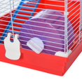 thumbnail image 7 of Red 2-Story Hamster Cage with Exercise Wheel and Water Bottle, Small Pet Habitat for Gerbils and Mice, Metal and Plastic Construction, 7 of 7