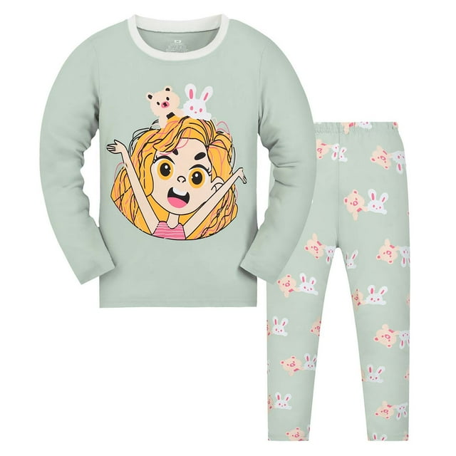 MIASHUI Ensemble de Pyjama pour Petits Grands Garçons Filles, Pyjamas pour Enfants en Coton, Vert, 6-7 Ans