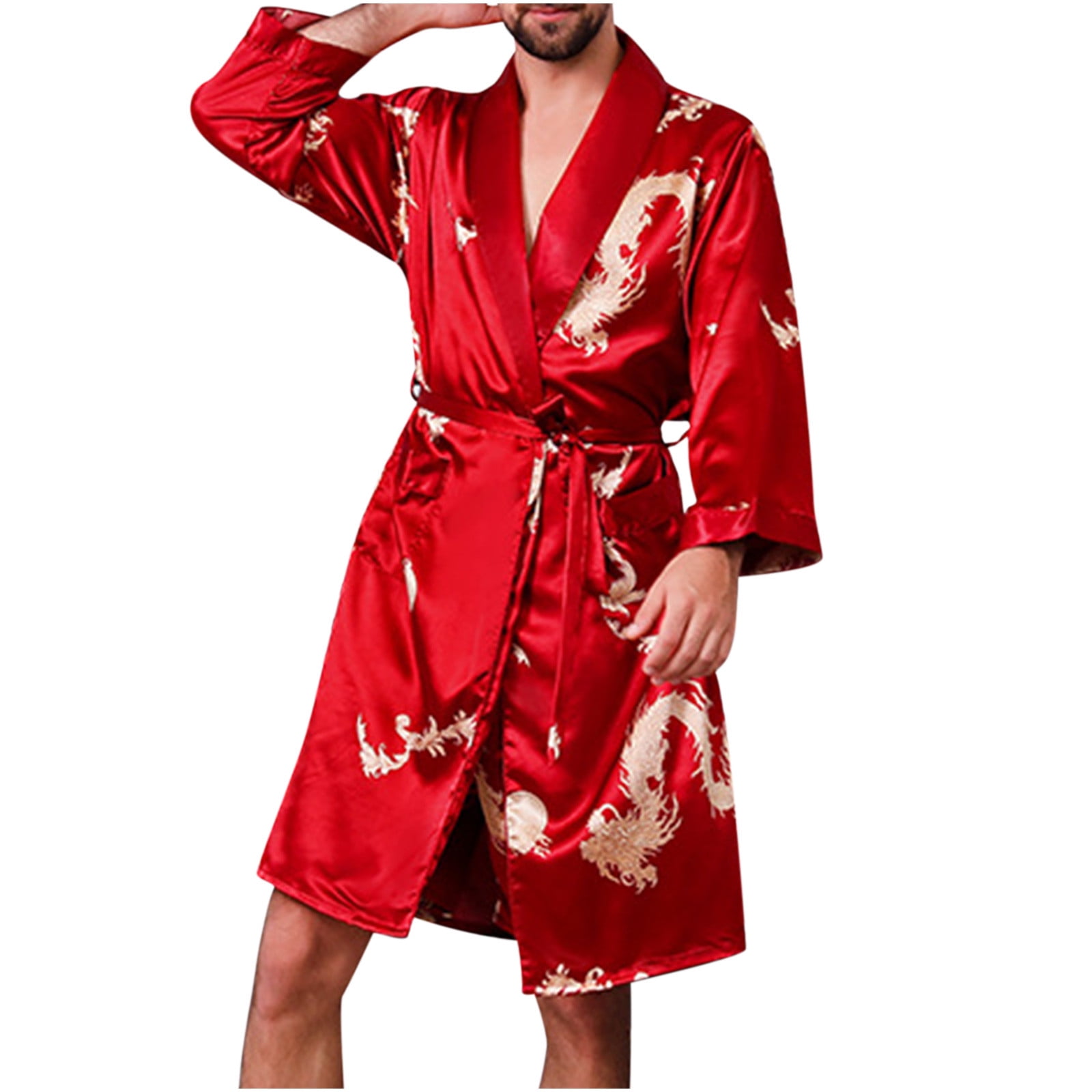 jovati Mens Pajama Shorts Set Men Casual Long Sleeves Lace Up Print Home Pocket Long Pajama Robe Mens Pajama Sets Long Sleeve Mens Pajamas Shorts Set Mens Pajamas Set Shorts Walmart