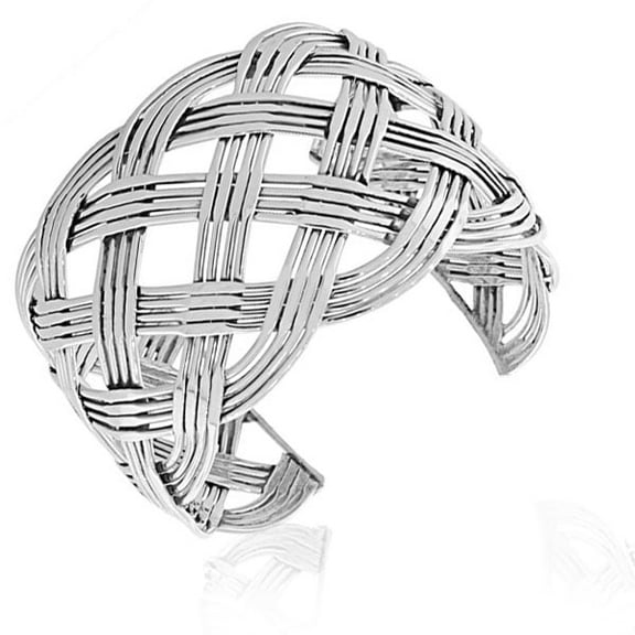 925 Sterling Silver Extra Wide Classic Open End Womens Cuff Bangle Bracelet