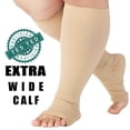 thumbnail image 1 of CNKOO Wide Calf Toeless Plus Size Compression Socks Soothing Comfy Gradient Support Varicose Veins  20-30mmHg Beige, 1 of 4