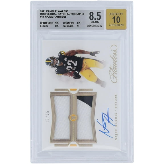 Najee Harris Pittsburgh Steelers Autographed 2021 Panini Flawless Dual Relic #RDPA-NHA #10/25 BGS Authenticated 8.5/10 Rookie Card - 9.5,8.5,8.5,9 Subgrades - Fanatics Authentic Certified