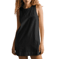 thumbnail image 3 of Robe d'Été pour Femmes à Col Rond Sans Manches, Dos Ouvert, Décontractée, Plage, Soleil, Coton et Lin, Mini-Robe, 3 of 7
