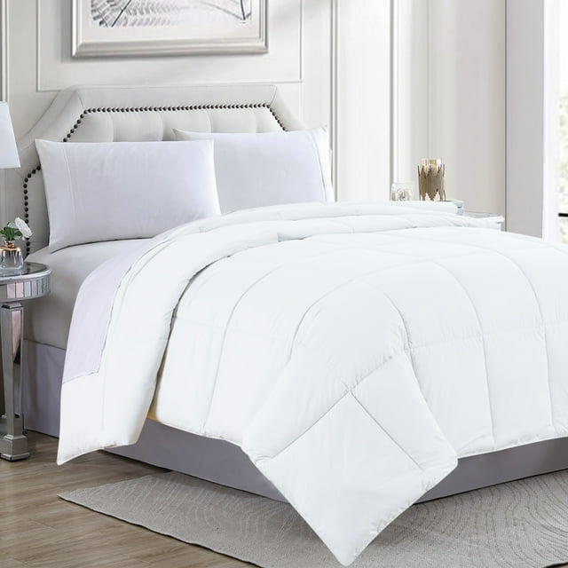 Goose Down Alternative Microfiber Quilted Solid Comforter - Queen/White