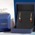thumbnail image 5 of Gem Stone King 18K Yellow Gold Plated Silver Red Garnet and White Created Sapphire Dangle Earrings for Women with Lab Grown Diamond (4.78 Cttw, Oval 9X7MM), 5 of 6