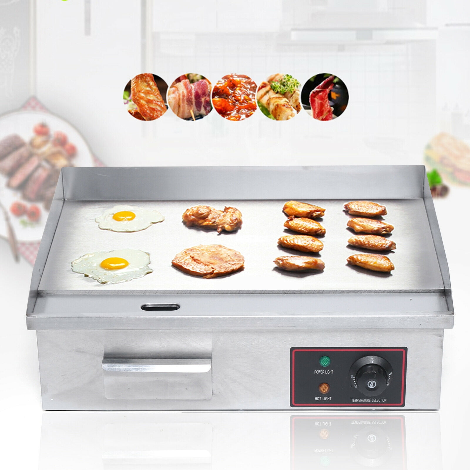 3000W Commercial Electric ertop Griddle Flat Top Grill Hot Plate BBQ Non-Stick Flat Large ertop Griddle, Adjustable Thermostatic Control,Stainless Steel Restaurant for Steak Pancake Kitchen