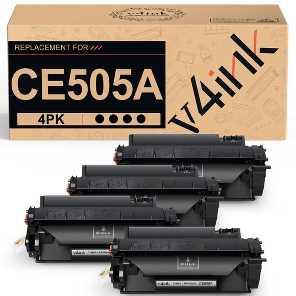 v4ink 4PK Compatible Toner Cartridge Replacement for HP 05A CE505A Toner Cartridge Black Ink for HP P2035 P2035n P2030 P2055 P205