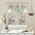 thumbnail image 3 of 3 Piece Curtains Tiers and Valances Set, Floral Print Butterfly Watercolor Flower Spring Summer Farm Rod Pocket Short Window Treatment Tiers Curtains Panel and Valance for Cafe Bathroom Kitchen, 3 of 6
