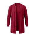 thumbnail image 7 of ZACPNCV Men's Long Cardigan Coat Solid Color Collarless Coat Open Front Button Down Jacket with Pockets Casual Slim Fit Winter Overcoat, 7 of 7