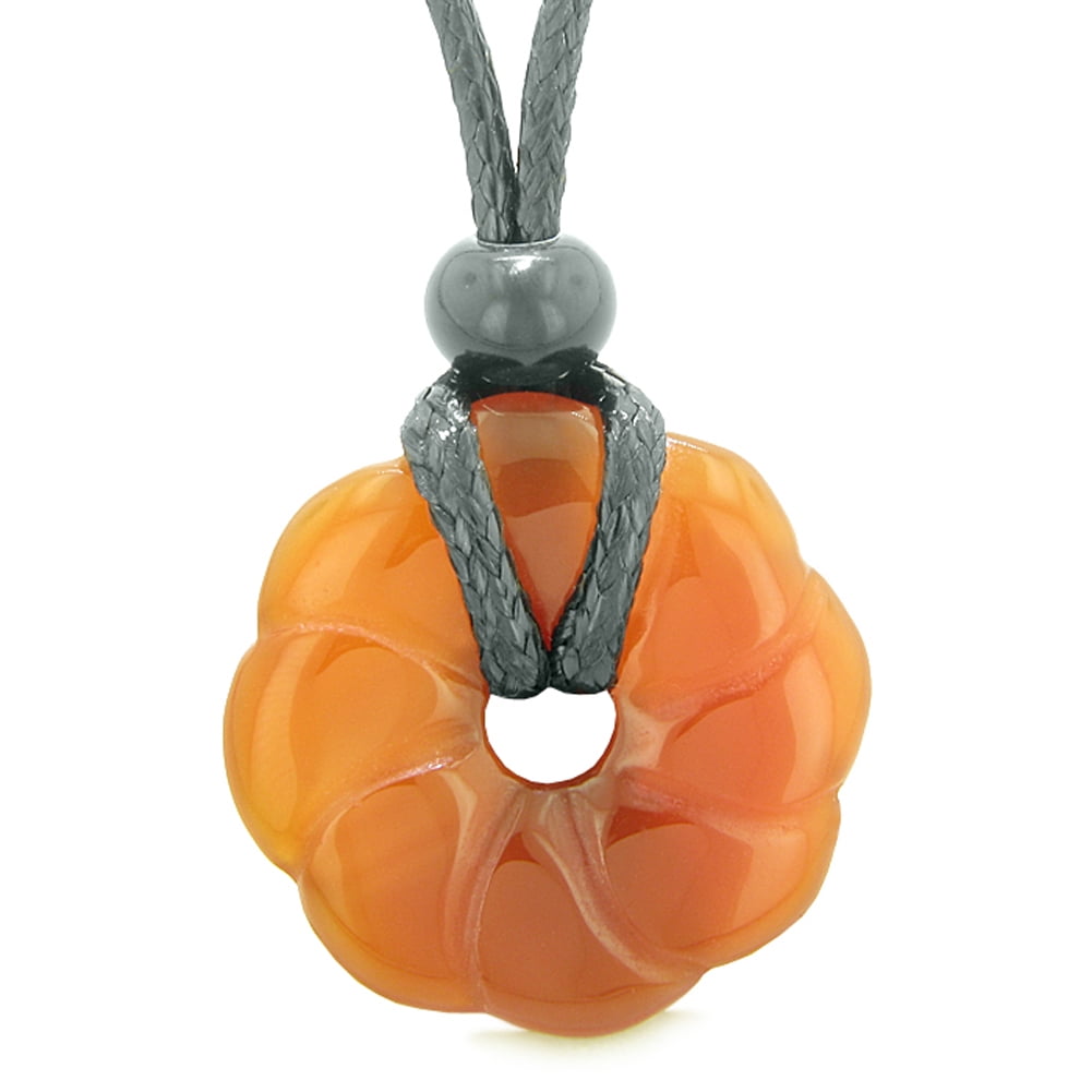 Magical Lotus Flower Lucky 30mm Donut Celtic Style Amulet Carnelian