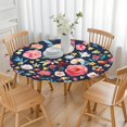 thumbnail image 3 of Pioneer Flower Floral Print Pattern Round Fitted Tablecloth with Elastic Edge,Dining Table Cover Waterproof,Outdoor Round Tablecloth for Camping,Dining,Indoor and Outdoor, 3 of 7