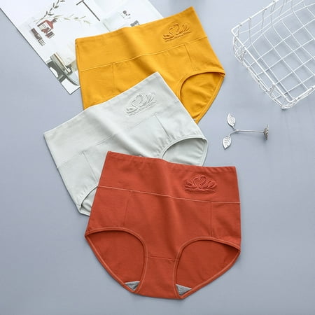 

Promotion!3ps Female Underwear High Waist Panties Cotton Stretch Briefs Soft Underpants Breathable Panties