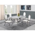 thumbnail image 2 of White Marble 5 piece Dining Set with Silver Stainless Steel Base, 2 of 4