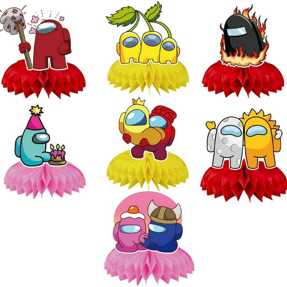 Among Us Centerpieces Honeycomb Table Toppers Decorations for Photo Props Birthday Party Decor Supplies