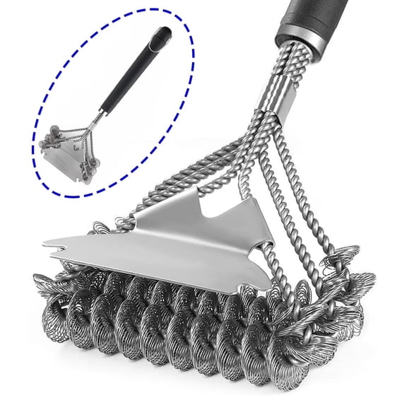 ELFWOLF Grill Brush and Scraper Bristle Free β Safe BBQ Brush for Grill β 16.5'' Stainless Grill Grate Cleanerβ Gifts for Grill Wizard