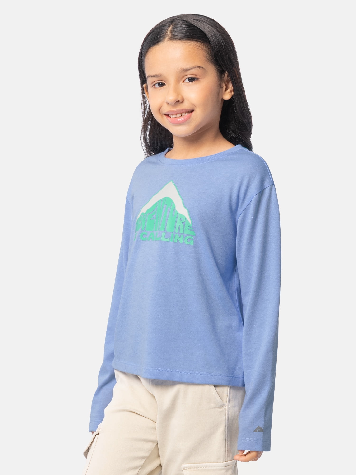 Ozark Trail Girl's Graphic Long Sleeve Tee, Sizes 4-18 & Plus