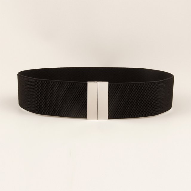 Cinturón elástico para mujer, cintura ancha elástica, ajustado, adelgazante, para vestir, camisa, abrigo, cintura exterior negra, universal