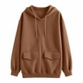 thumbnail image 6 of Womens Drawstring Hooded Sweatshirts, Long Sleeve Pullover for Women Fall Fashion Loose Fit Solid Color Crewneck Hoodies with Pockets, 6 of 6