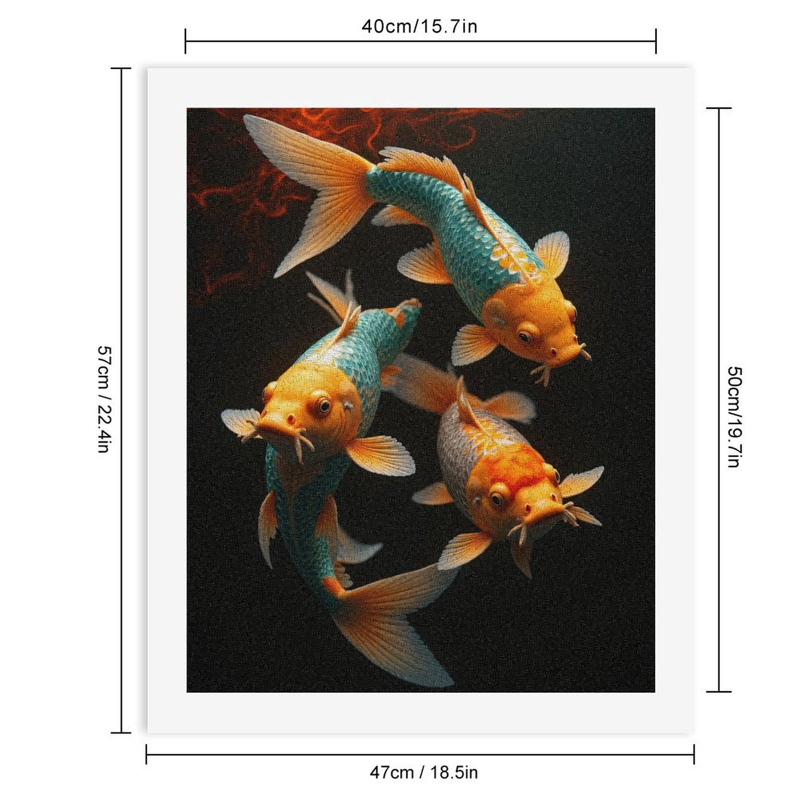 Paint by Numbers Kit for Adults, Orange Blue Koi Fish Trio Water Paint by Numbers, Easy Paint by Numbers Kit for Adults Beginner, DIY Adult Paint by Number Kits on Canvas, Home Decor