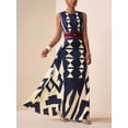 thumbnail image 5 of Multicolor Geometric Print Sleeveless Maxi Dress For Summer Festival, Vacation, Beach, Street Style, 5 of 8