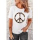 thumbnail image 3 of ABPHQTO Camiseta gráfica de manga corta con estampado de símbolo de paz de leopardo blanco para mujer, 3 of 5