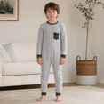 thumbnail image 2 of Kaycey Adaptive Clothing Zipback Jumpsuit, Long Sleeve Long Leg, Grey Body-Charocal Trim, Age 7-8, 2 of 9