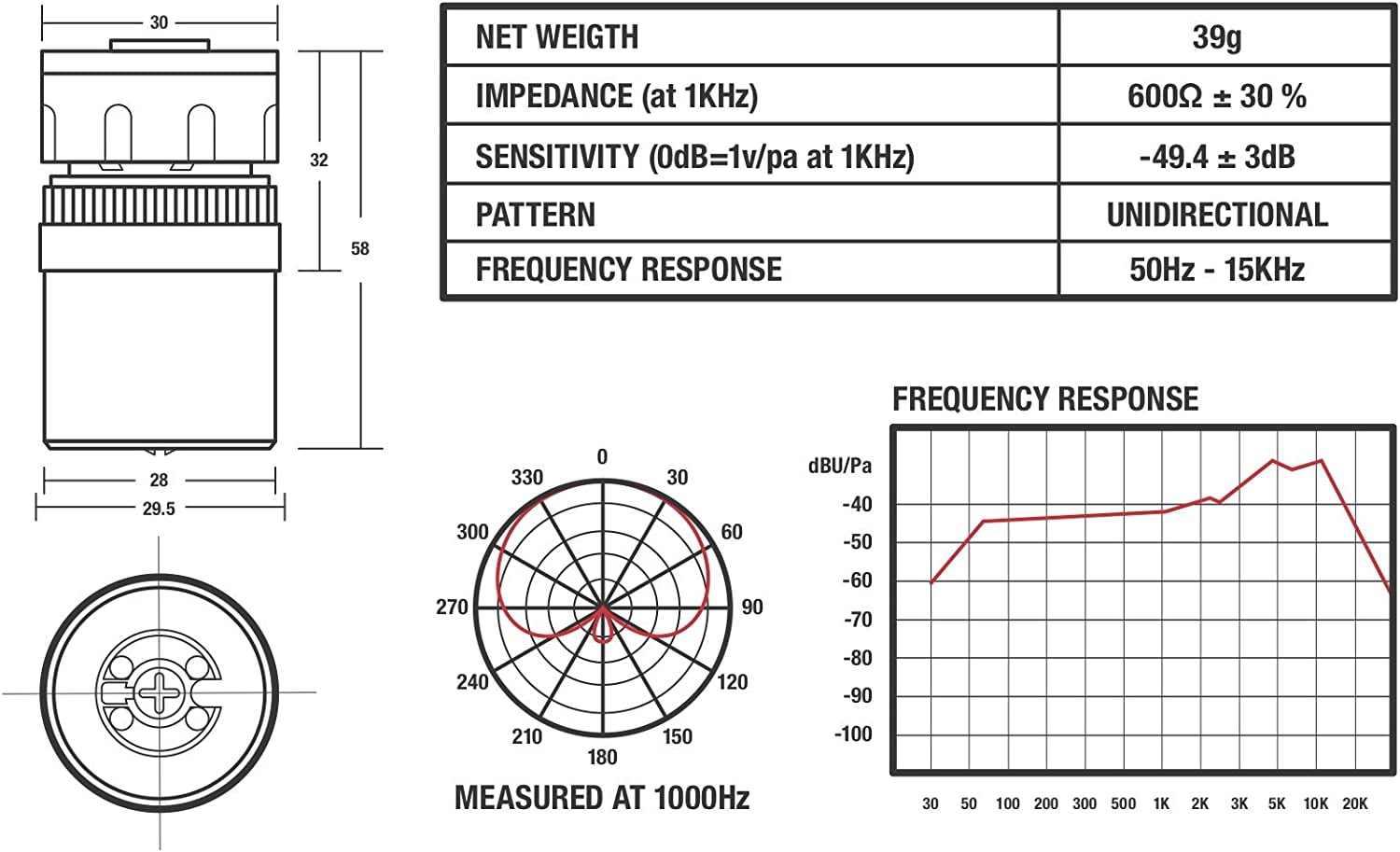 Feur Professional Dynamic Microphone - Cardioid Vocal Handheld - On/Off Switch, Heavy-Duty Aluminum Body
