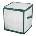 thumbnail image 2 of Herrnalise Christmas Ornament Storage Box with Adjustable Dividers, Store up to 64 of 3-inch or 36 4-inch Christmas Ornaments, Plastic Xmas Ornaments Storage with Zippered Closure & Two Handles Green, 2 of 7