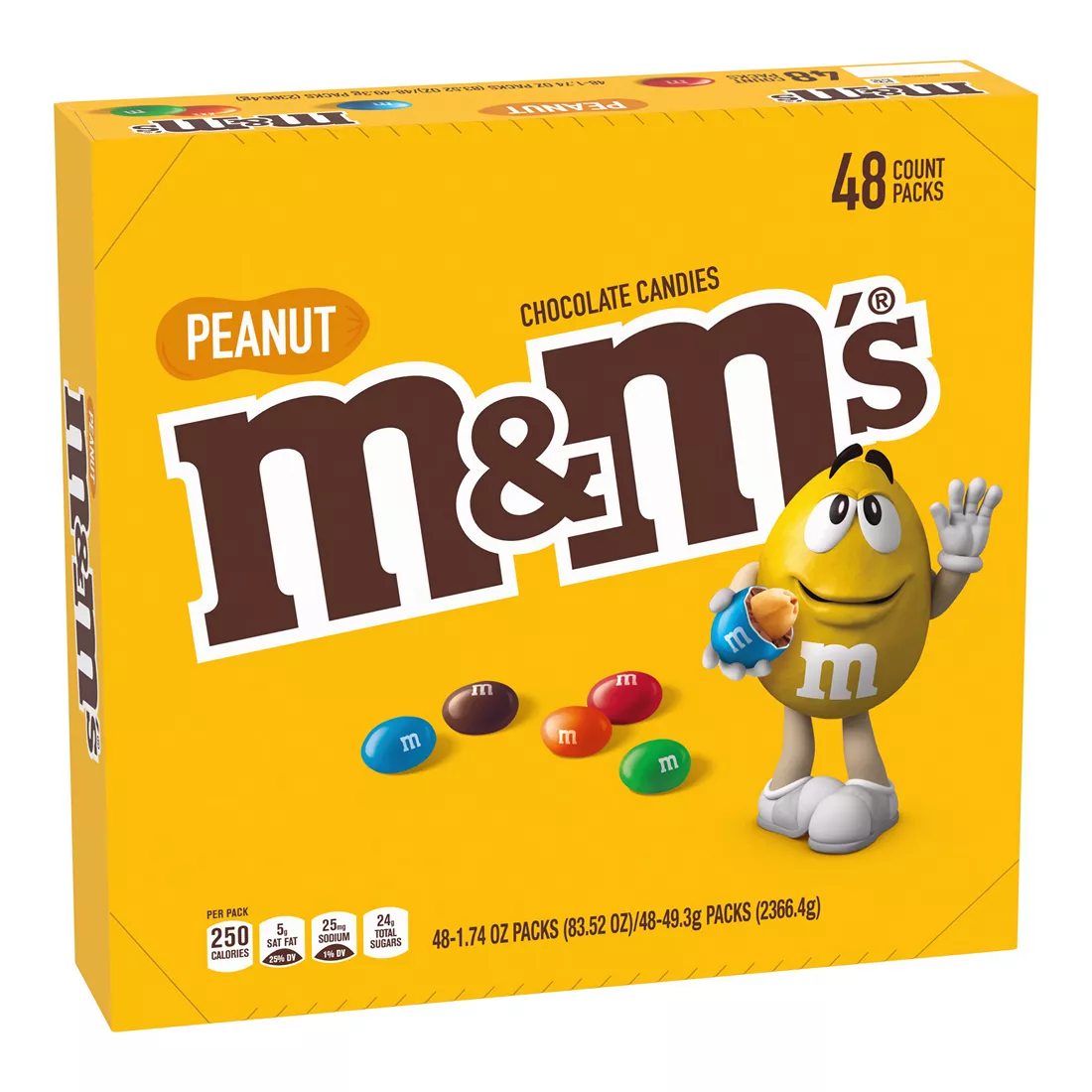 M&M'S Peanut Chocolate Candy, Full Size Bulk Candy, 48 ct./1.74 oz.