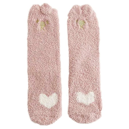 

Embroidered Cat Paw Socks Lovely Terry Moon Socks Thickened Coral Velvet Socks Floor Socks Non-Slip Cartoon Cute