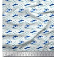 thumbnail image 1 of Soimoi Cotton Cambric Fabric Waves,Bubbles & Fish Ocean Decor Fabric Printed Yard 56 Inch Wide, 1 of 1