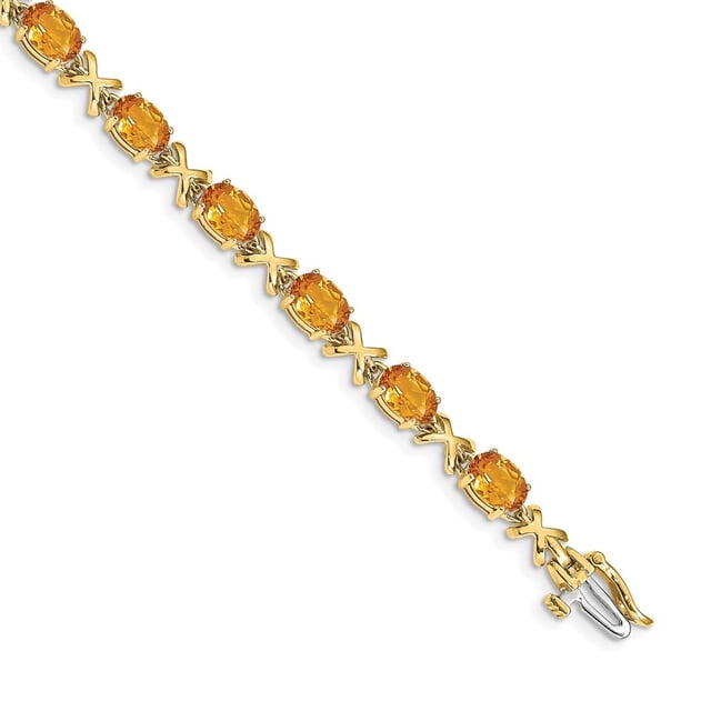 Diamond2Deal 14K Jaune Gold Citrine Bracelet 7inch for Women