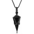 thumbnail image 1 of Obsidian Necklace Divination Healing Necklace Cord Adjustable, Gemstone Hexagonal Pointed Cone Reiki Chakra Pendant, 1 of 5