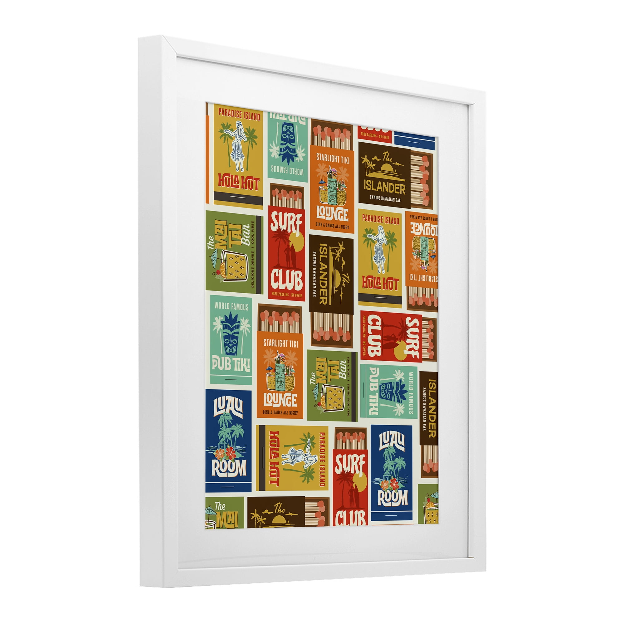 Stupell Industries Vintage Tropical Match Boxes White Framed Print Under Glass, design by Emily Dumas