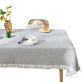 thumbnail image 1 of Wind and Linen Rectangular Tablecloth 70x51 Inch with Handcrafted Tassels for Long Tables, 1 of 6
