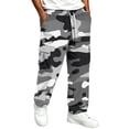 thumbnail image 3 of UDAUDU Camo Men's Cargo Pants Trendy Stretch Drawstring Trousers Outdoor Athletic Hiking Pants with Pockets Gray 3XL, 3 of 8