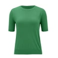 thumbnail image 4 of Green Women's Novelty T-Shirts, Polyester Womens Short Sleeve Tunic Tops, Androgynous Clothing, Women's Round Neck Short Sleeved Loose T Shirt With A Knit Bottom Short Top, 4 of 9