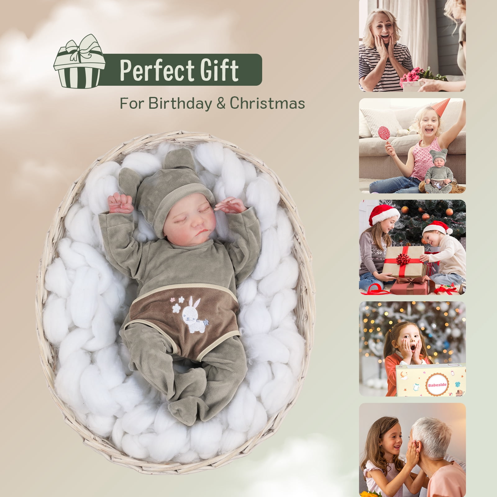 RSG Lifelike Reborn Baby Dolls - 17-Inch Soft Cloth Body Newborn Real Life Baby Dolls with Toy Accessories for Kids Age 3 +