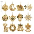thumbnail image 4 of 12pcs Diamond Pearl Christmas Ornaments Decorations, Xmas Hanging Tree Pendants, Seasonal Indoor Outdoor Decor for Christmas Tree Mantel Window Wall, Gifts for Family Friends, 4 of 8