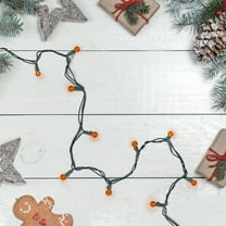 50 Count Orange LED G12 Berry Mini Christmas Lights - 15 ft Green Wire
