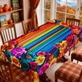 thumbnail image 7 of Yvsxxv 1 Piece Polyester Tablecloth, Colorful Striped And Floral Pattern Tablecloth, Mexican Style Tablecloth For Kitchen, 7 of 7