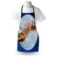 thumbnail image 4 of Santa Apron, Christmas Night Scenery Claus on His Sledge Flying to the Moon, Unisex Kitchen Bib with Adjustable Neck for Cooking Gardening, Adult Size, Multicolor, by Ambesonne, 4 of 4