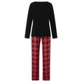 thumbnail image 4 of Pijamas navideños familiares a juego, camiseta de manga larga con estampado de árbol y pantalones a cuadros. Ropa de dormir para estar en casa., 4 of 10